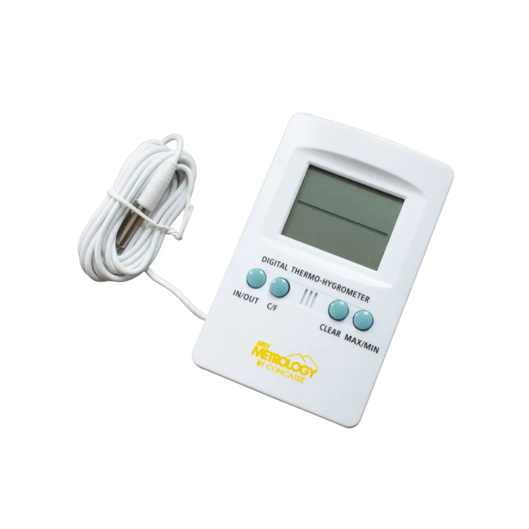 Concasse MCT30403 Digital Thermometer, 14°F to 120°F, Interior/Exterior, with Hydrometer & Alarm