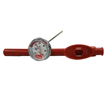 Cooper-Atkins 1246-02C-1 Pocket Thermometer, 5" Stem, 1" Dial, -20°C to 100°C, Red Sheath - 36/Case