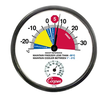 Cooper-Atkins 212-159C-8 Freezer Thermometer, 12\" dia. dial, -25° to 35°C, HACCP color zone, 10/Case