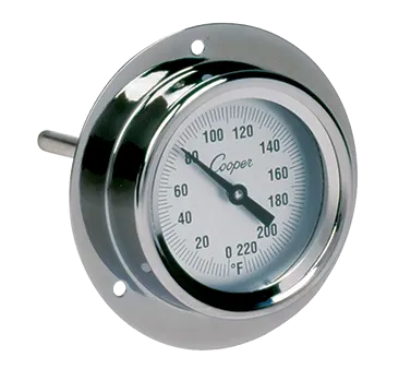 Cooper-Atkins 2225-02-5 Thermometer, Dial Type, 3-1/2" Back Flange, 4" Stem, 2" Dial, 0-220°F