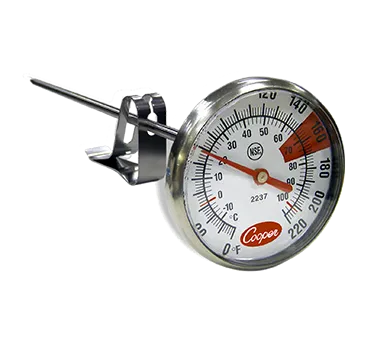 Cooper-Atkins 2237-04-8 Espresso Thermometer, 1-3/4" Dial, 7" Stem, 0°‑220°F, ±2°F, NSF