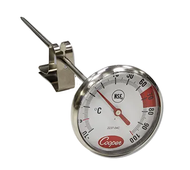 Cooper-Atkins 2237-04C-8 Espresso Thermometer, 1-3/4" Dial/7" Stem, 10‑120°C Range, NSF - 36/Case