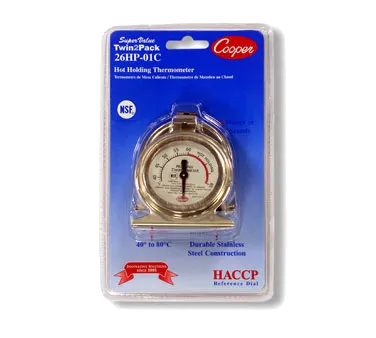 Cooper-Atkins 26HP-01C-2 Thermometer, Dial Type, 40-80°C Holding Zone, Stainless Steel, NSF - 2/Pack
