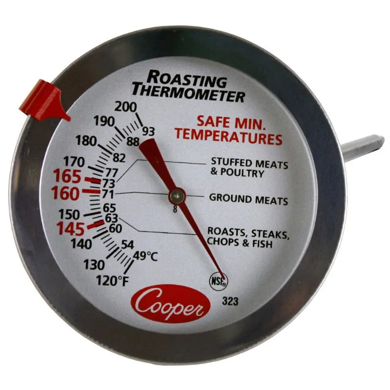 Cooper-Atkins 323-0-1 Meat Thermometer, 2-1/2" Dia, 6" Stem, 120-200°F, NSF Certified - 36/Case