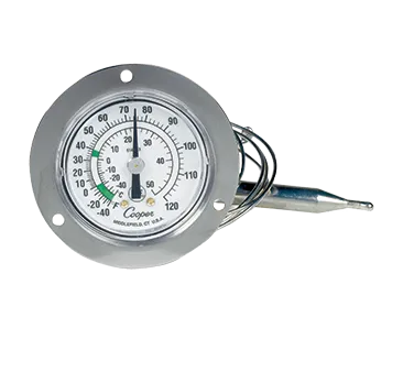 Cooper-Atkins 6142-13-3 Dial Thermometer, -40°F to 120°F, 2" Panel/Flange, 48" Capillary, - 36/Case