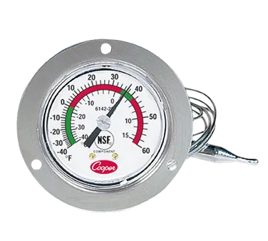Cooper-Atkins 6142-20-3 Thermometer, 3" Front Flange, -40°F to 60°F Dial, 48" Capillary, NSF 36/Case