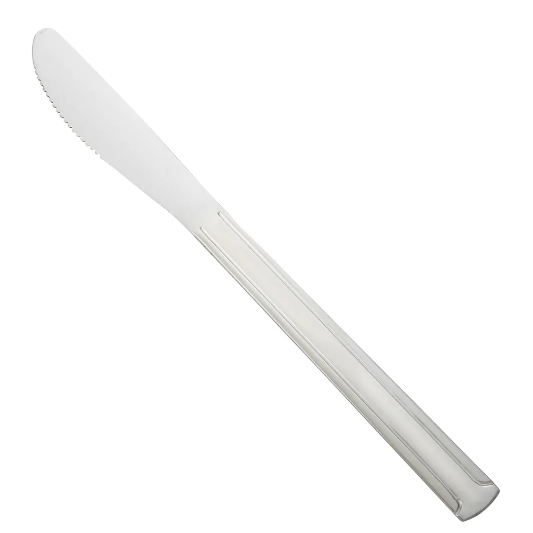Dinex DX0001-08 Dominion Dinner Knife, 8" Medium Weight, 18/0 Stainless Steel Solid Handle - 1 Dozen