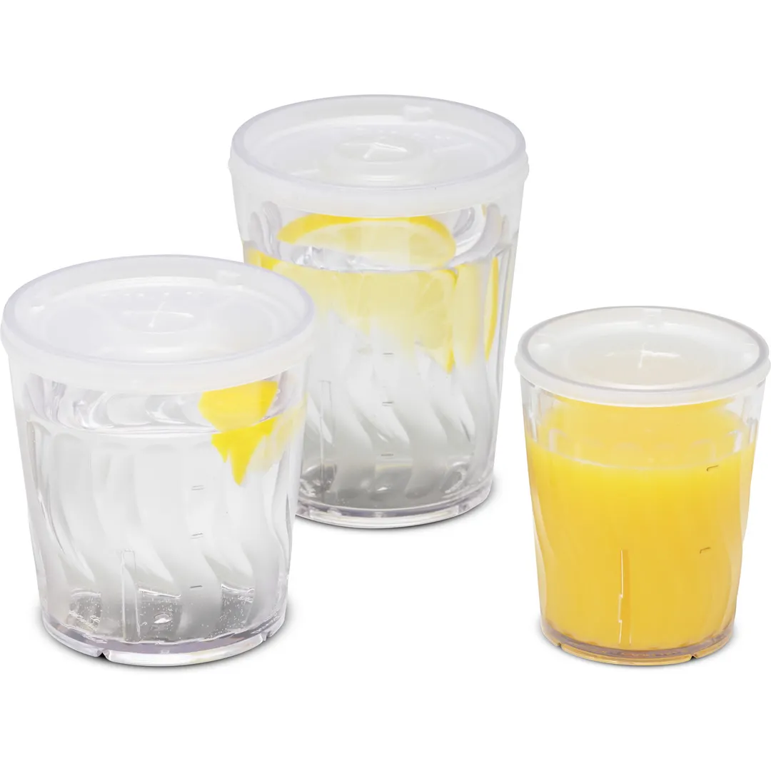 Dinex DX4GC607 - 6oz Clear Swirl Tumbler, 2-5/8" Dia × 3-1/4" H, SAN BPA‑Free, 2oz Marks - 36/Case