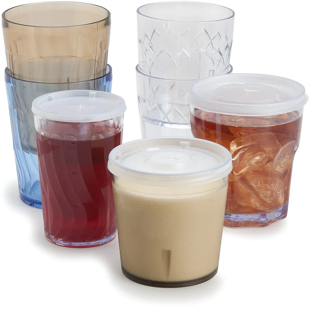 Dinex DX4GC954 9oz Blue Swirl Tumblers, 3-1/4" Dia × 3-3/8" H, SAN BPA‑Free Dishwasher‑Safe - 1/Case