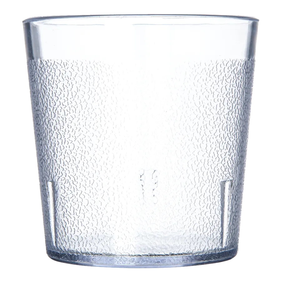 Dinex DX552907 Clear 9oz Textured Tumbler, Low Profile, BPA‑Free SAN, Dishwasher Safe - 36/Case