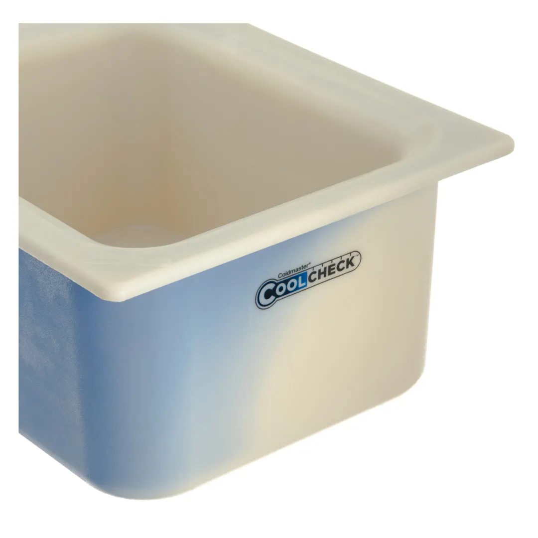 Dinex DXCM1101C1402 Coolcheck Food Pan, 1/2 Size, 6 Qt, 6" Deep, White/Blue, Plastic, Color Changing
