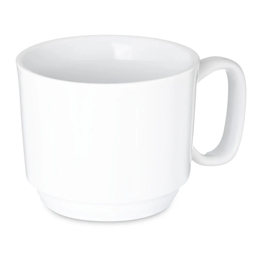 Dinex DXCMU802A - 8 oz White Vitrified China Mug 3½" Dia x 3" H, Stackable with Handle - 1/Case
