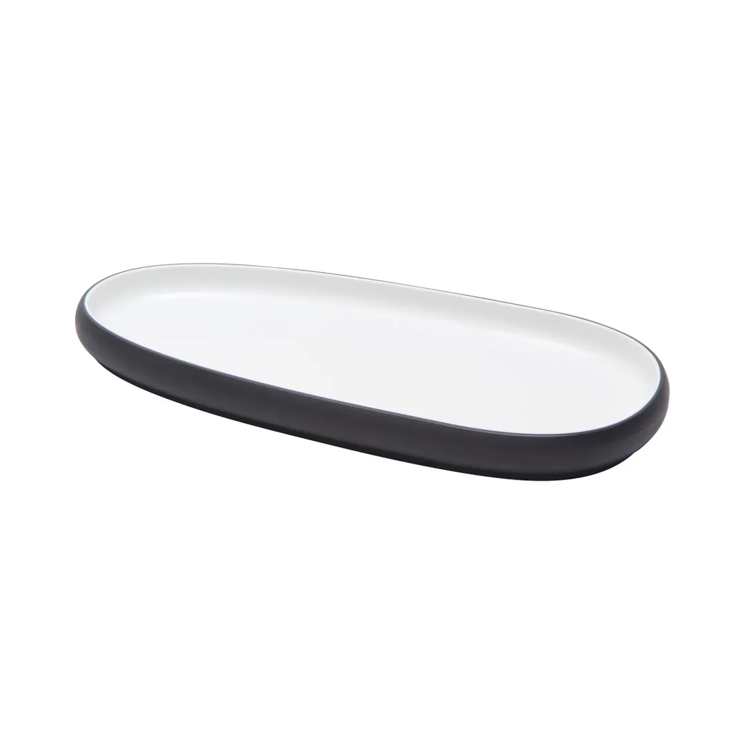 GET 21380-TOH/BK Plastic Platter, 11.6" x 5.6" x 1", Oblong, Two-Tone Honey/Raven, Melamine