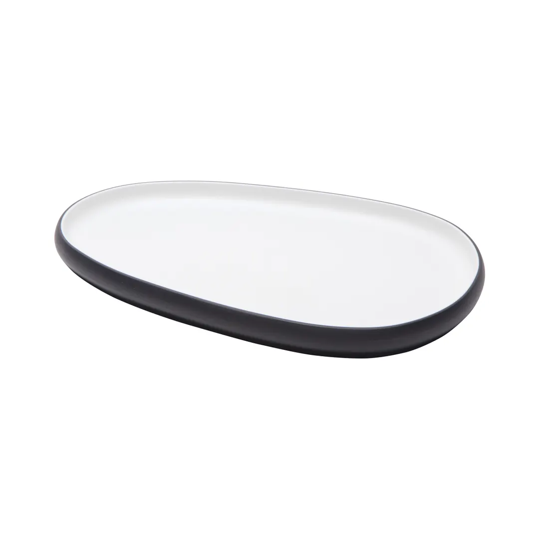 GET 21381-TOH/BK Two‑Tone Melamine Platter – 12.7"L x 8.7"W x 1"H, Oblong, Honey/Raven