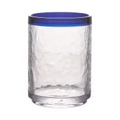 GET SOL-14R-CL 14 oz. Double Rock Glass, 3.26" dia x 4.5" H, clear textured blue rim - Dozen
