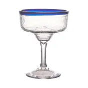 GET SOL-16MAR-CL Solera Margarita Glass, 16oz, 4.9" Dia x 6.5" H, Clear, Blue Rim, Stem, 1 Dozen