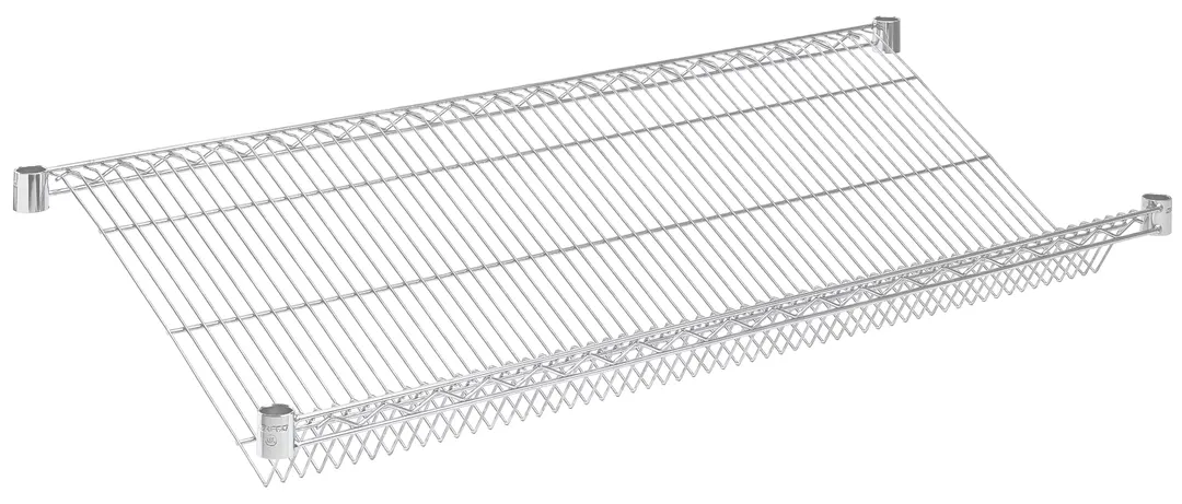Hubert 107299 Kratos Wire Shelf, 60"W x 24"D, 4" Slanted, Chrome Finish, NSF Certified Restaurant Shelving Unit