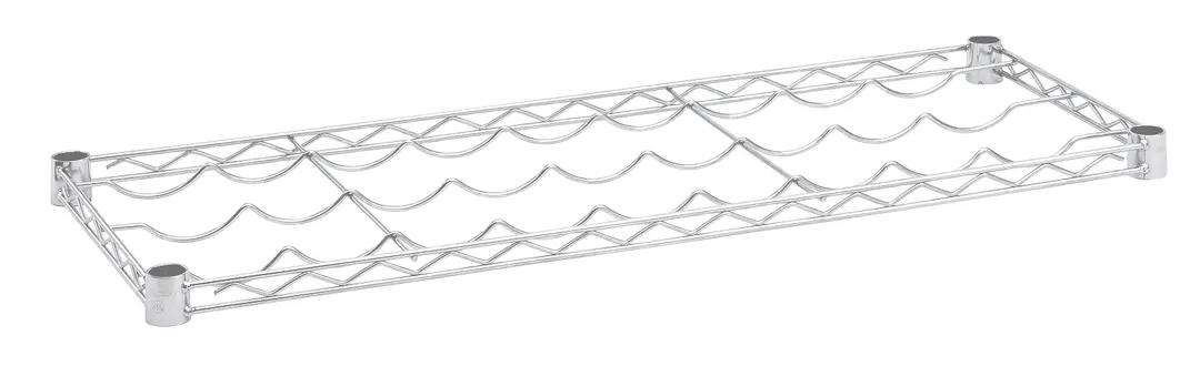Hubert 127298 Kratos Wire Wine Shelf, 36"W x 14"D, 5-Bottle Capacity, Chrome Finish, NSF Certified Commercial Rack