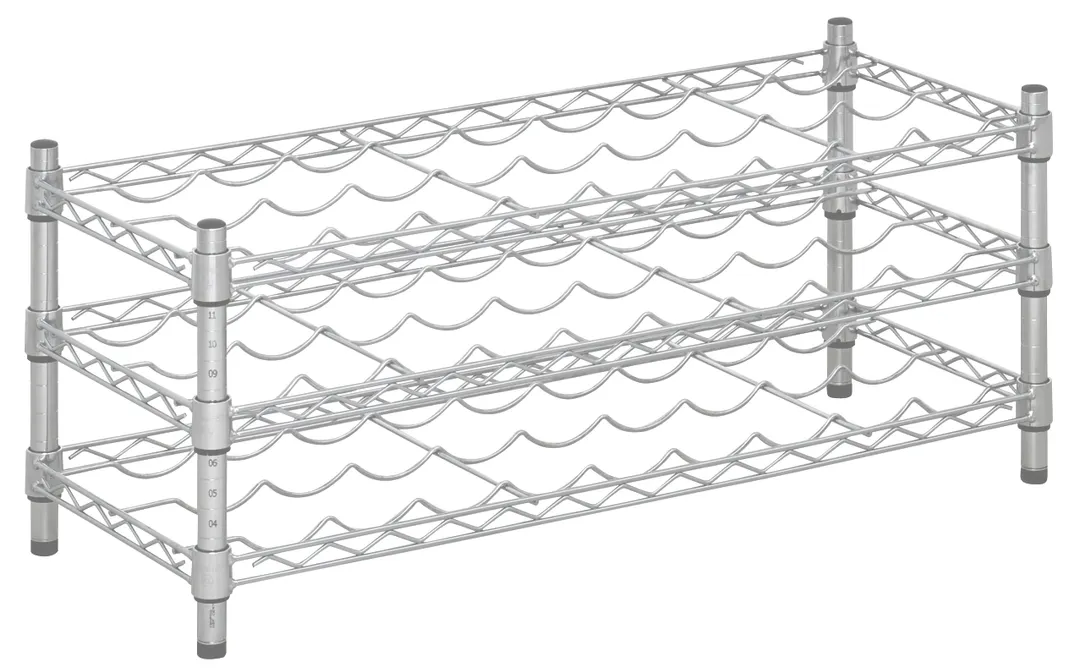Hubert 12818 Kratos Wire Wine Rack, 36"W x 14"D x 14"H, 24-Bottle Capacity, Chrome Finish, NSF Certified