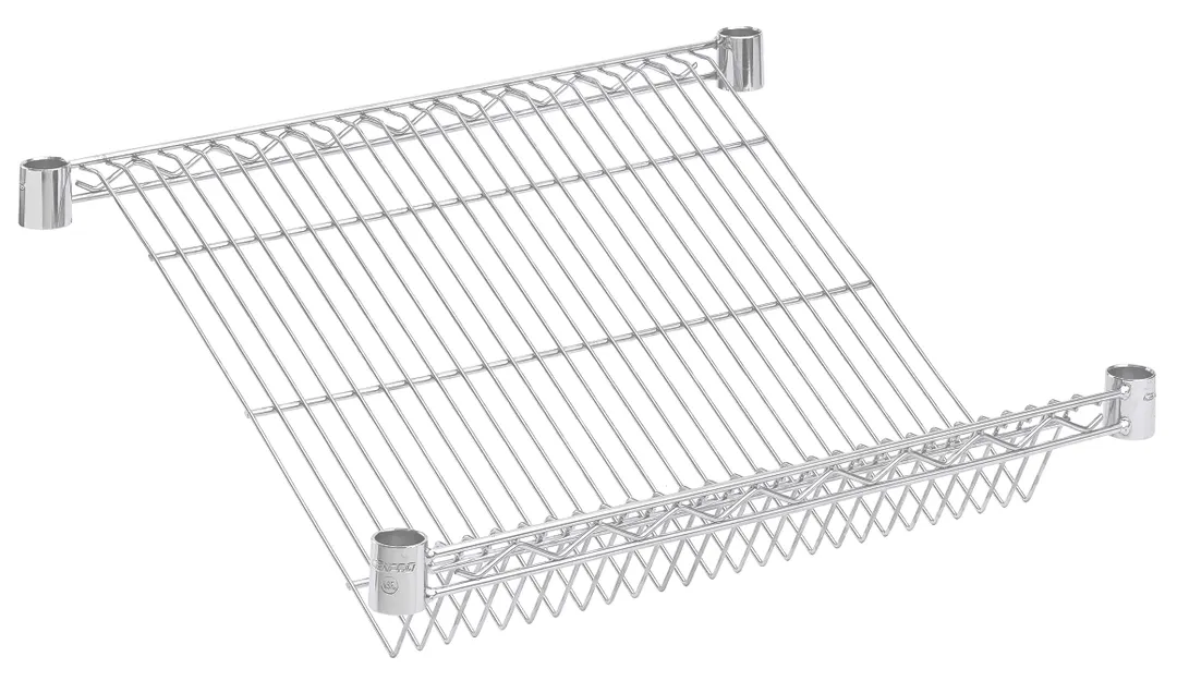 Hubert 148440 Kratos Wire Shelving Unit, 24"W x 18"D, 4" Slanted, Chrome Finish, NSF Certified