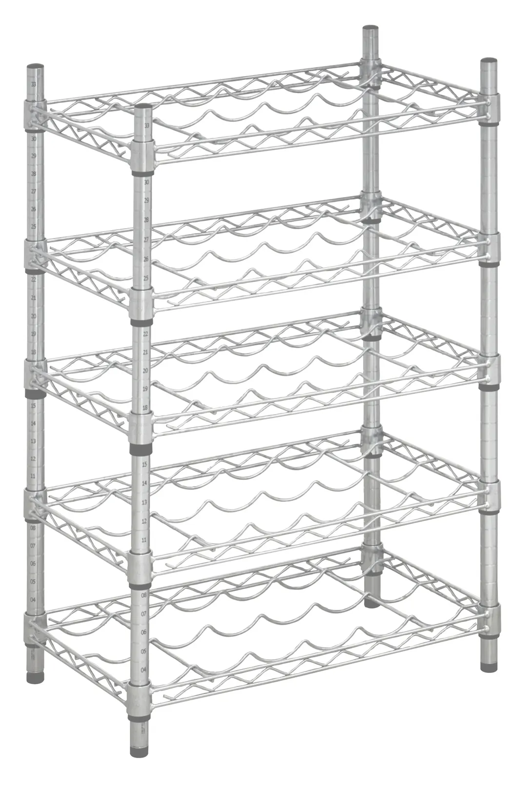 Hubert 175099 Kratos Wire Wine Rack, 24"W x 14"D x 34"H, 34" Posts, 5-Shelf, 25-Bottle Capacity, Chrome Finish, NSF Certified