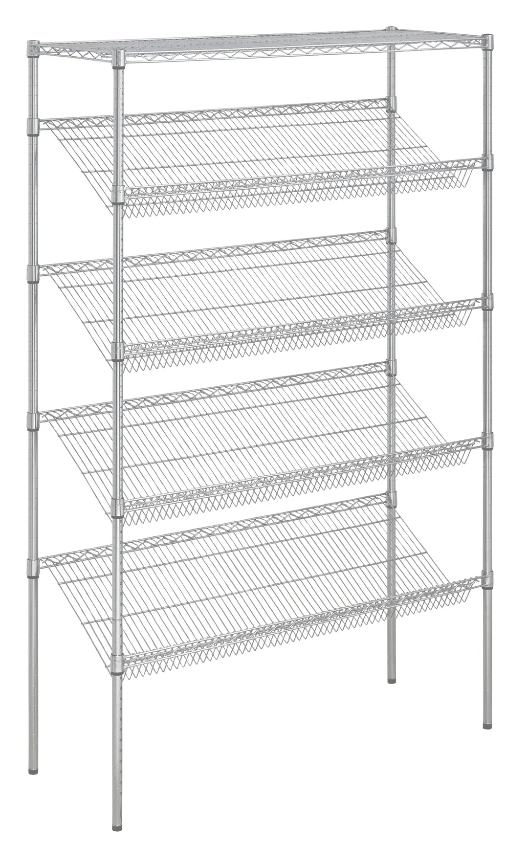 Hubert 201930 Kratos Wire Stationary Merchandising Rack, 48"W x 24"D x 74"H, 5 Shelves, Chrome Finish, NSF Certified