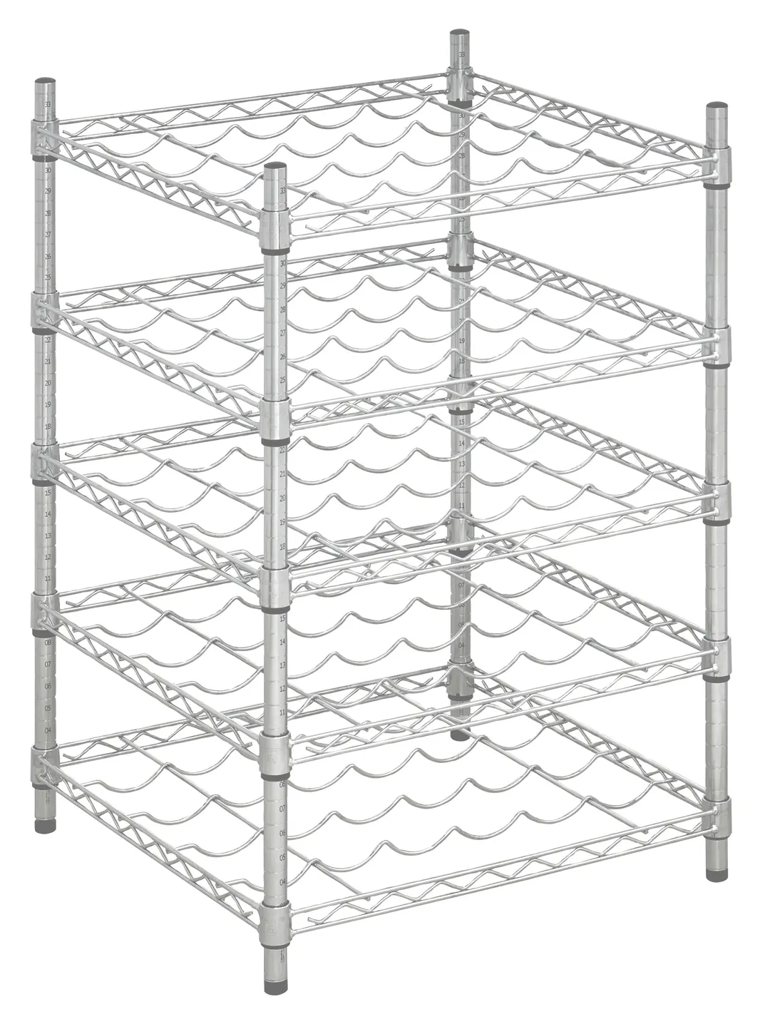 Hubert 209131 Kratos Wire Wine Rack, 24"W x 24"D x 34"H, 50-Bottle Capacity, Chrome Finish, NSF Certified, 5-Shelf Commercial Rack