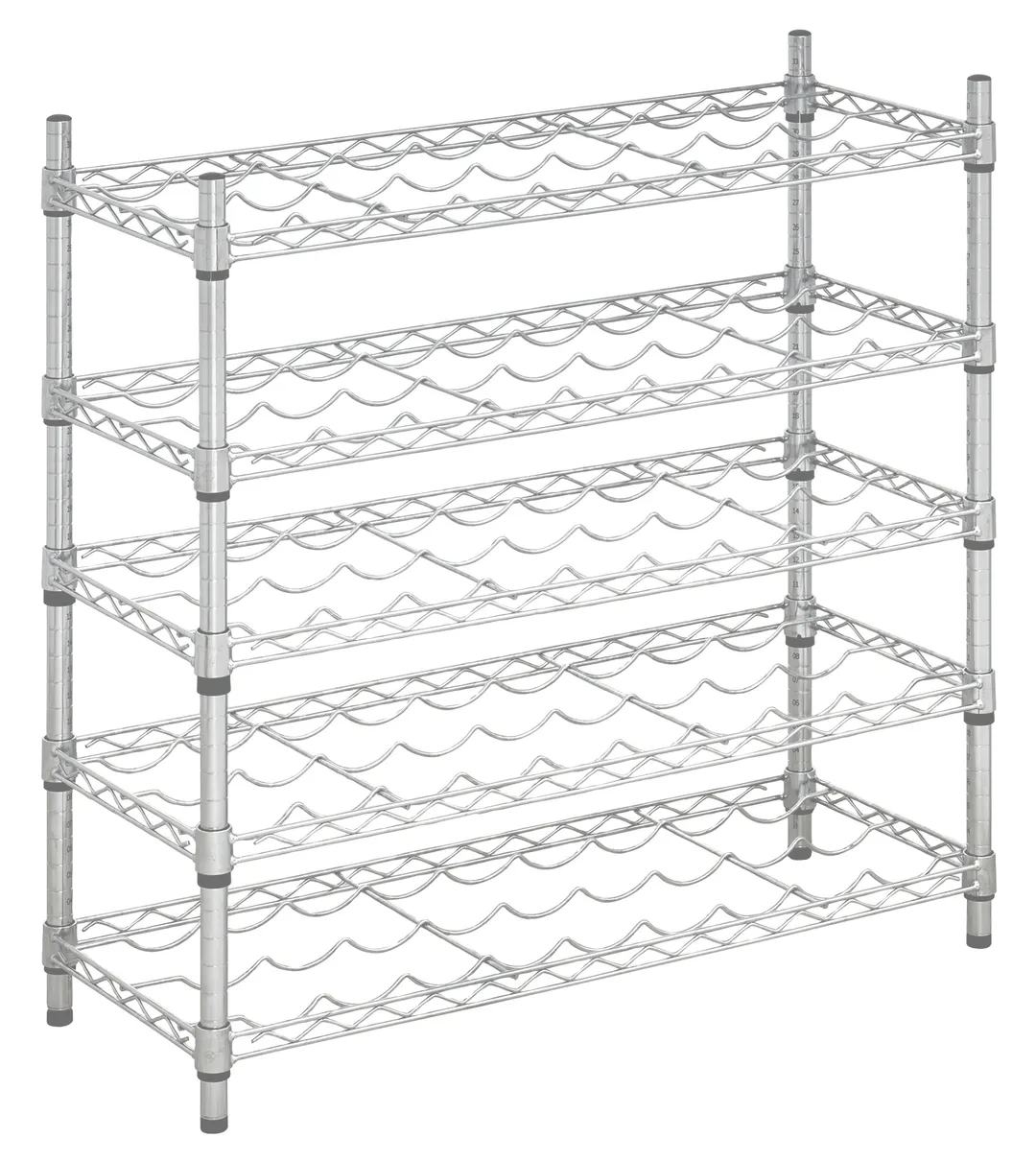 Hubert 32819 Kratos Wire Wine Rack, 36"W x 14"D x 34"H, 40-Bottle Capacity, Chrome Finish, NSF Certified, 5-Shelf Commercial Rack