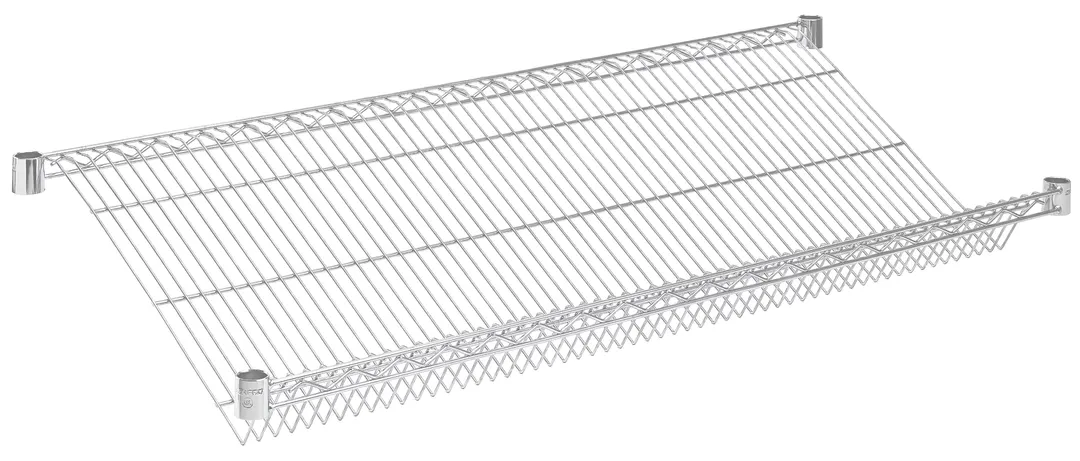 Hubert 92804 Kratos Wire Shelving Unit, 48"W x 24"D, 4" Slanted, Chrome Finish, NSF Certified