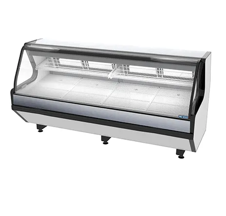 Imbera USA MCRU 100W Meat Display Case, Curved Glass, Metal Exterior, 0°C-8°C, -5°C-15°C