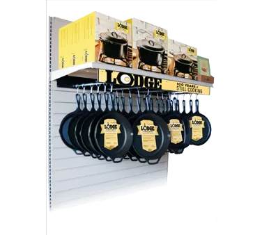 Lodge 1MSD2 Under Shelf Display - 46" Long x 4" H Metal, Adjustable Depth, 5 Telescoping Rods, 45 Hooks, Sign