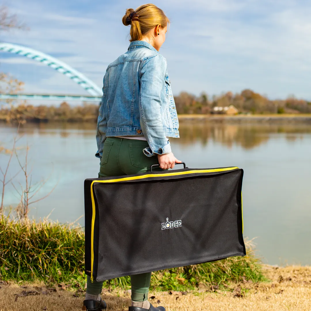 Lodge AT-7 Tote, Snap Closure, Grommet, Zipper, Weather‑Resistant Polyester PVC Backing, Black Case
