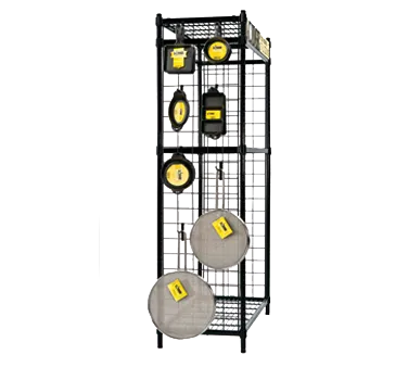 Lodge BMFGK Hanging Grid Kit - 61" H x 15" W Black Wire Panel with 2 Clips and 20 Four-Inch Hooks, Premium Grid Mounting Set for Restaurant Shelving Accessories