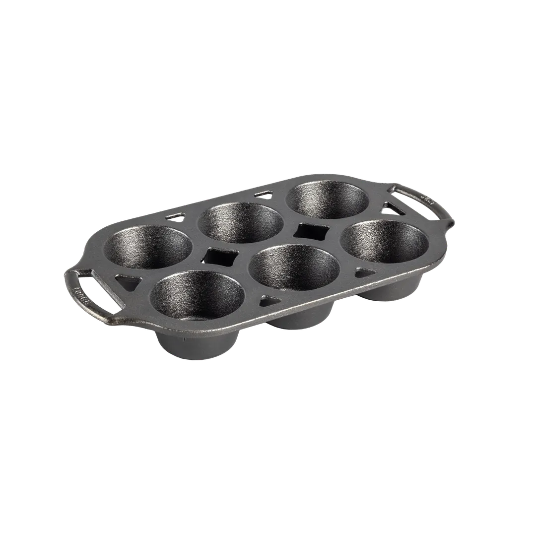 Lodge BW6MFN Muffin Pan 12-7/10" W x 7" D x 1-1/2" H, 6 2-7/10" Cups, Iron, PFOA/PTFE Free, USA Made