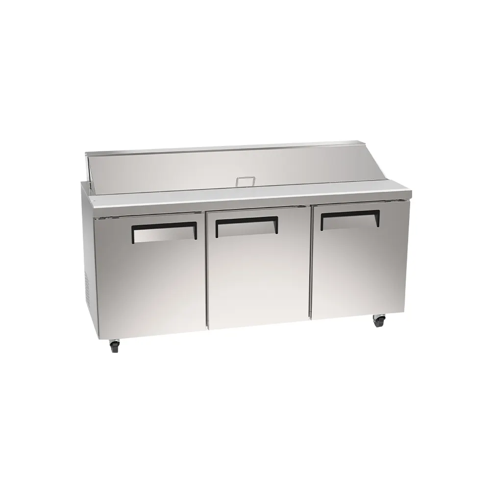 MVP Group KIN72MSP-HC 72" 3-Door Mega Top Sandwich and Salad Prep Table, 30 Pans