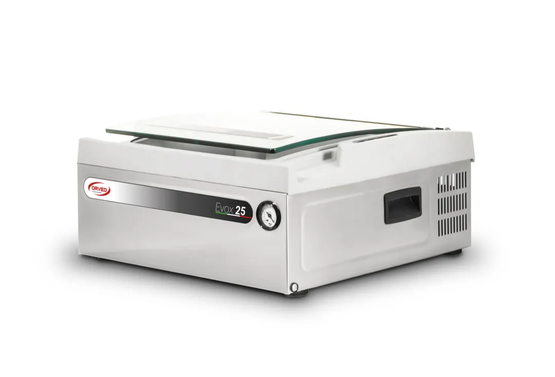 Orved EVOX 25-4 Counter Vacuum Sealer, 11.8x11.4x4.2", 10" Seal Bar, 270W 110V, AISI 304 Stainless SingleChamber