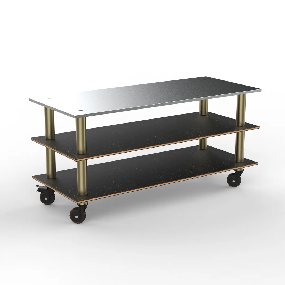 Steelite MGCMLA05MBXH Configurable Buffet Table, 71.0" x 29.5" x 35.0", Modular Large Pro Unit with Grey Slate SS Top, Mogogo Design, Mixed Materials (Brushed Brass & Marble), 1 per Case
