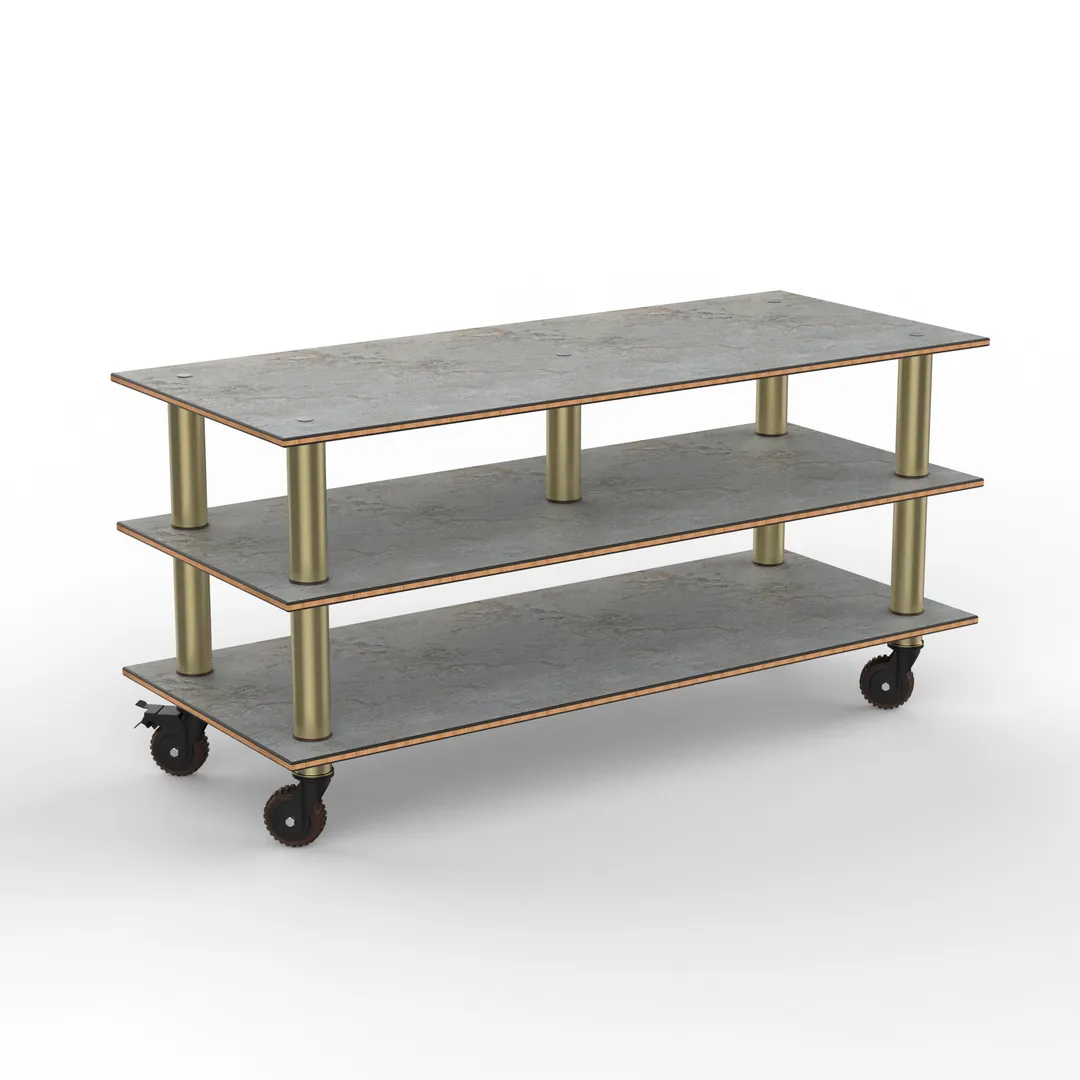 Steelite MGCMLB09GBXH Configurable Buffet Table - Modular Midhole Display Unit, 71.0" x 29.5" x 35.0", Grey Brushed Brass, Mixed Materials, 1 per Case, Modular Collection (Minimum Case Qty)