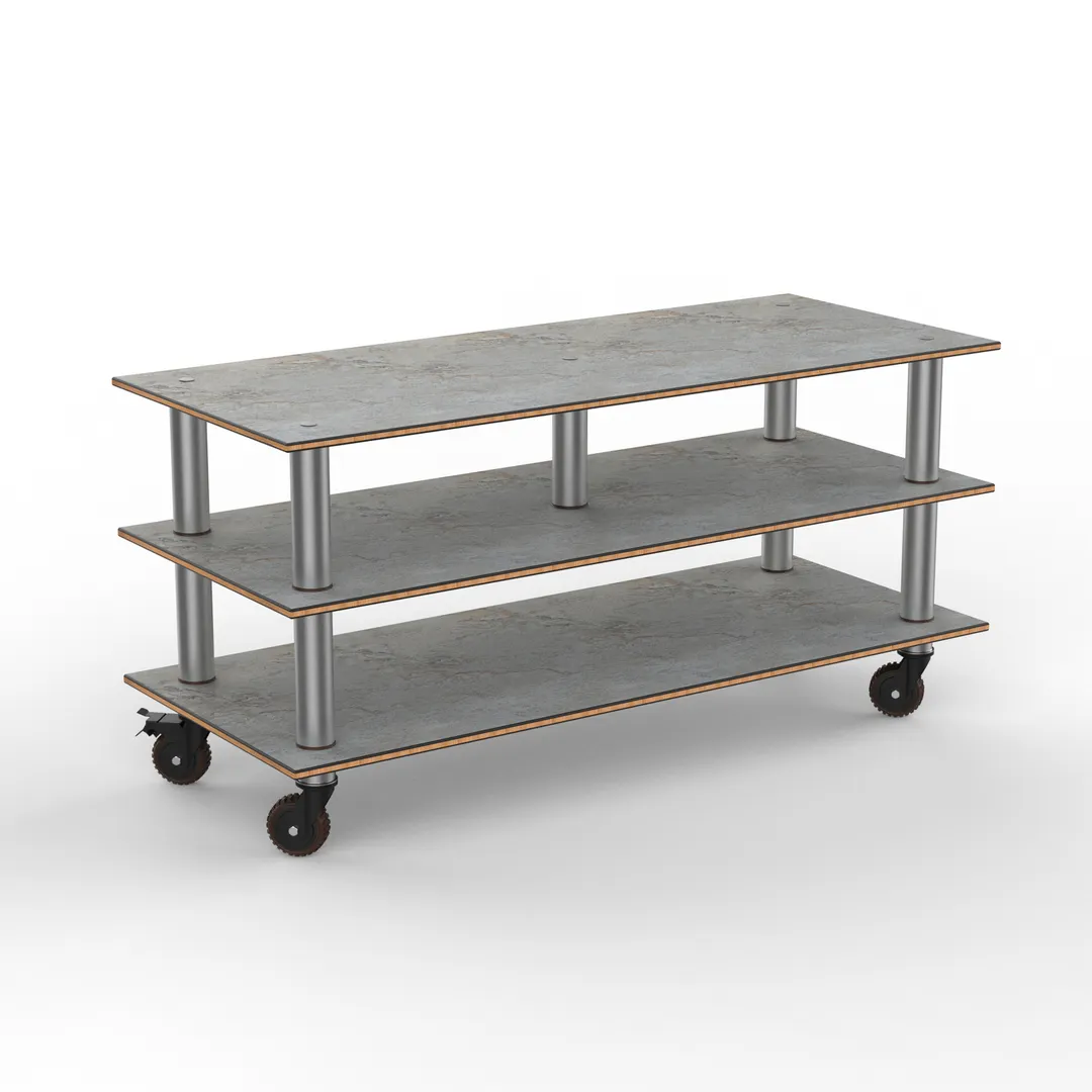 Steelite MGCMLB09GSXH Configurable Buffet Table Unit with Mid-Hole Grey Slate SS Casters, Modular Mogogo Design, Mixed Materials, 1 per Case (Minimum Case Quantity)