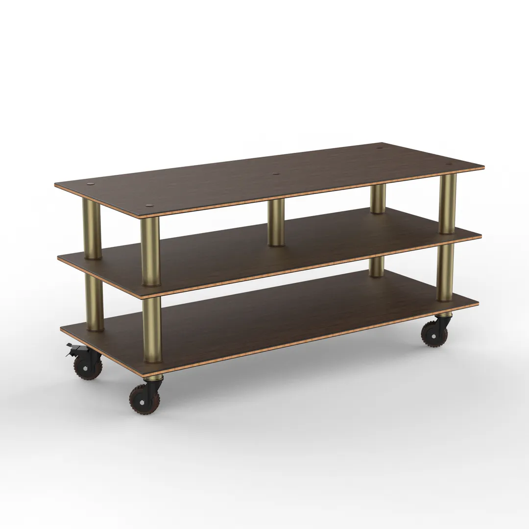 Steelite MGCMLB09WBXH Configurable Buffet Table, Modular Midhole Display Unit with Mango Brushed Brass Heavy Duty Casters, 71.0" x 29.5" x 35.0", Mixed Materials, 1 per Case, Modular Collection (Minimum Case Qty)