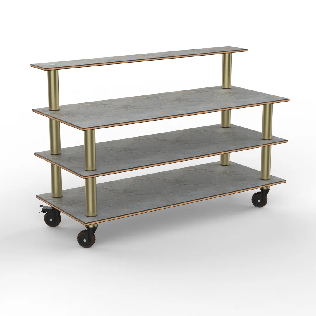 Steelite MGCMLB13GBXH Modular Classic Plus Grey Slate Brushed Brass Buffet Table, 71.0" x 29.5" x 47.0", Mixed Materials, 1 per Case, Mogogo Collection