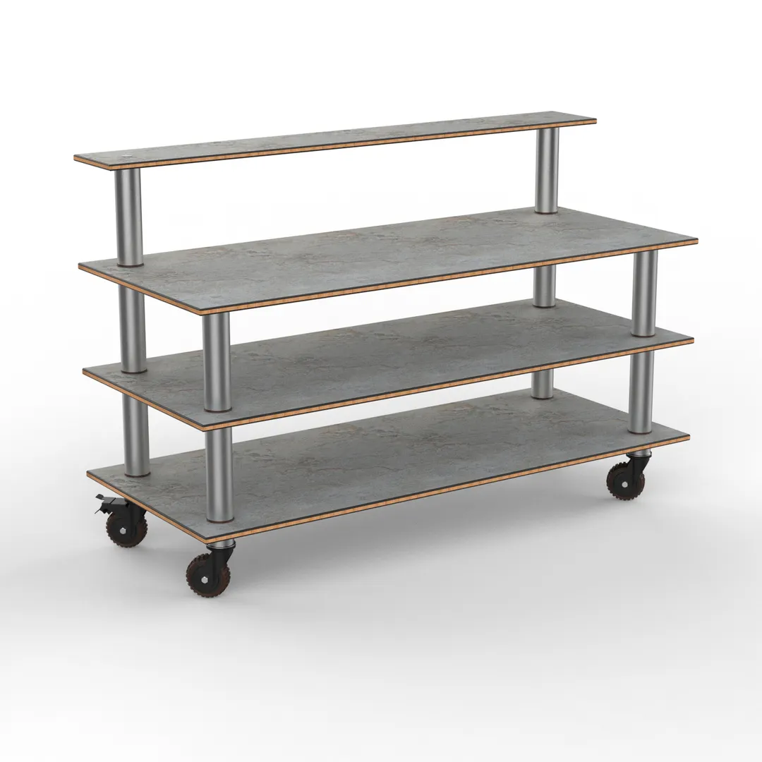Steelite MGCMLB13GSXH Modular Classic Plus Grey Slate Buffet Table, 71.0" x 29.5" x 47.0", Brushed Stainless Steel, Mixed Materials, Mogogo Design, 1 per Case