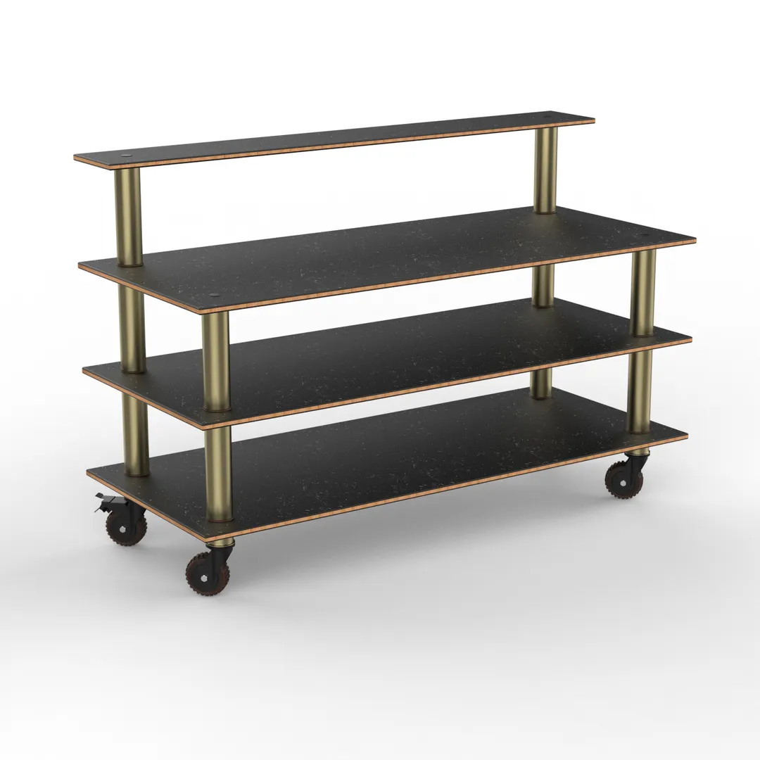 Steelite MGCMLB13MBXH - Modular Classic Plus Buffet Table, 71.0" x 29.5" x 47.0", Grey Slate SS & Mixed Materials, Brushed Brass Finish, Heavy Duty, 1/Case, Modular Collection