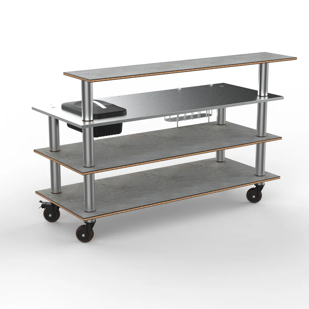 Steelite MGCMLC05GSXH Configurable Buffet Table - Modular Pro Bar Grey Slate Stainless Steel, Heavy Duty Casters, Mogogo, Mixed Materials, 1 per Case, Modular Collection (Minimum Case Qty)