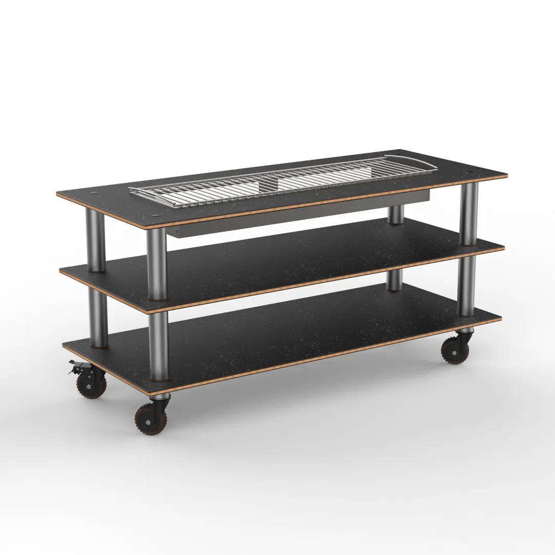 Steelite MGCMLD06MSXH Configurable Buffet Table, 71.0" x 29.5" x 95.5", Modular Heat Table with Marble & Brushed Stainless Steel, Mogogo Collection, Mixed Materials, 1 per Case