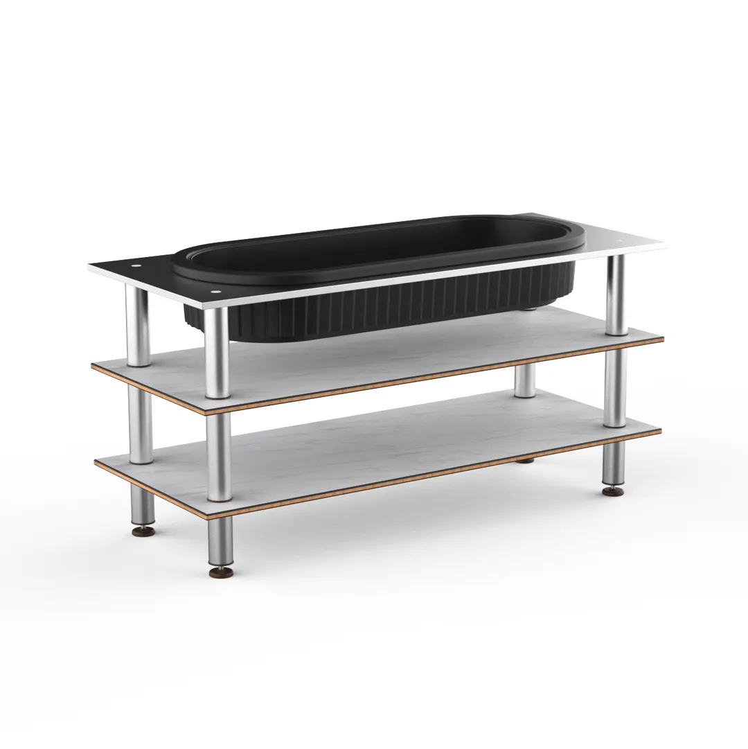 Steelite MGCMLE03CSXF Configurable Buffet Table - Modular Mogogo Unit, White Carrera Stainless Steel, Mixed Materials, 1 per Case, Modular Collection (Min. Case Qty)