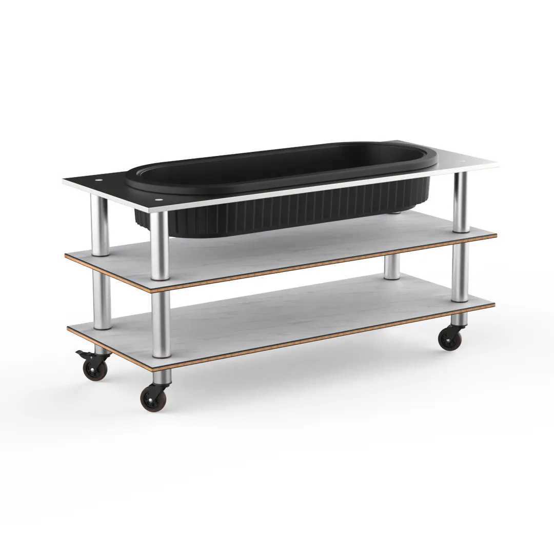 Steelite MGCMLE03CSXW Configurable Buffet Table - White Carrera Stainless Steel, Modular Mogogo Design, Mixed Materials, 1 per Case, Modular Collection (Minimum Case Quantity)
