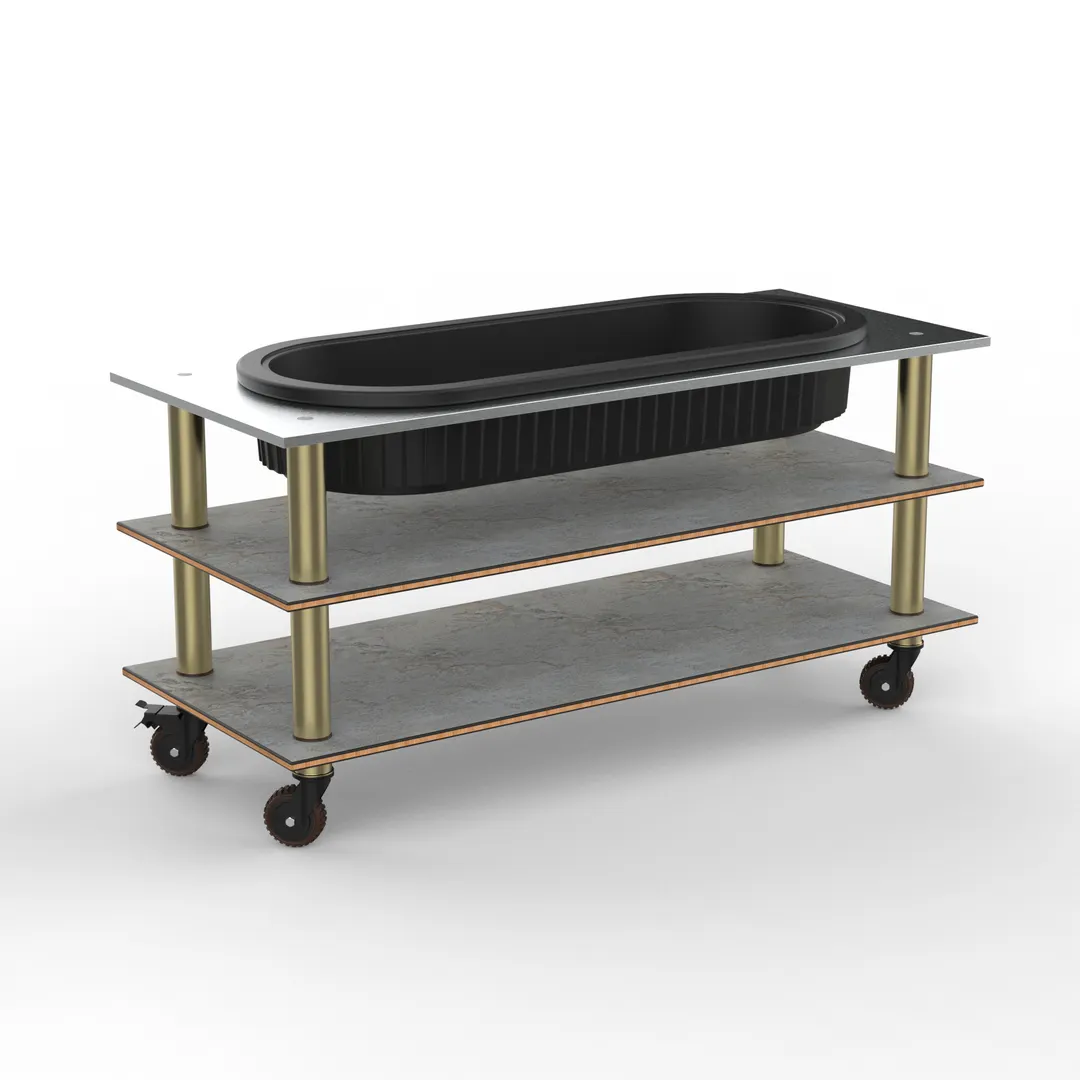 Steelite MGCMLE03GBXH Configurable Buffet Table, 71.0" x 29.5" x 35.0", Modular Grey Slate Brushed Brass, Mogogo Collection, Mixed Materials, 1 per Case
