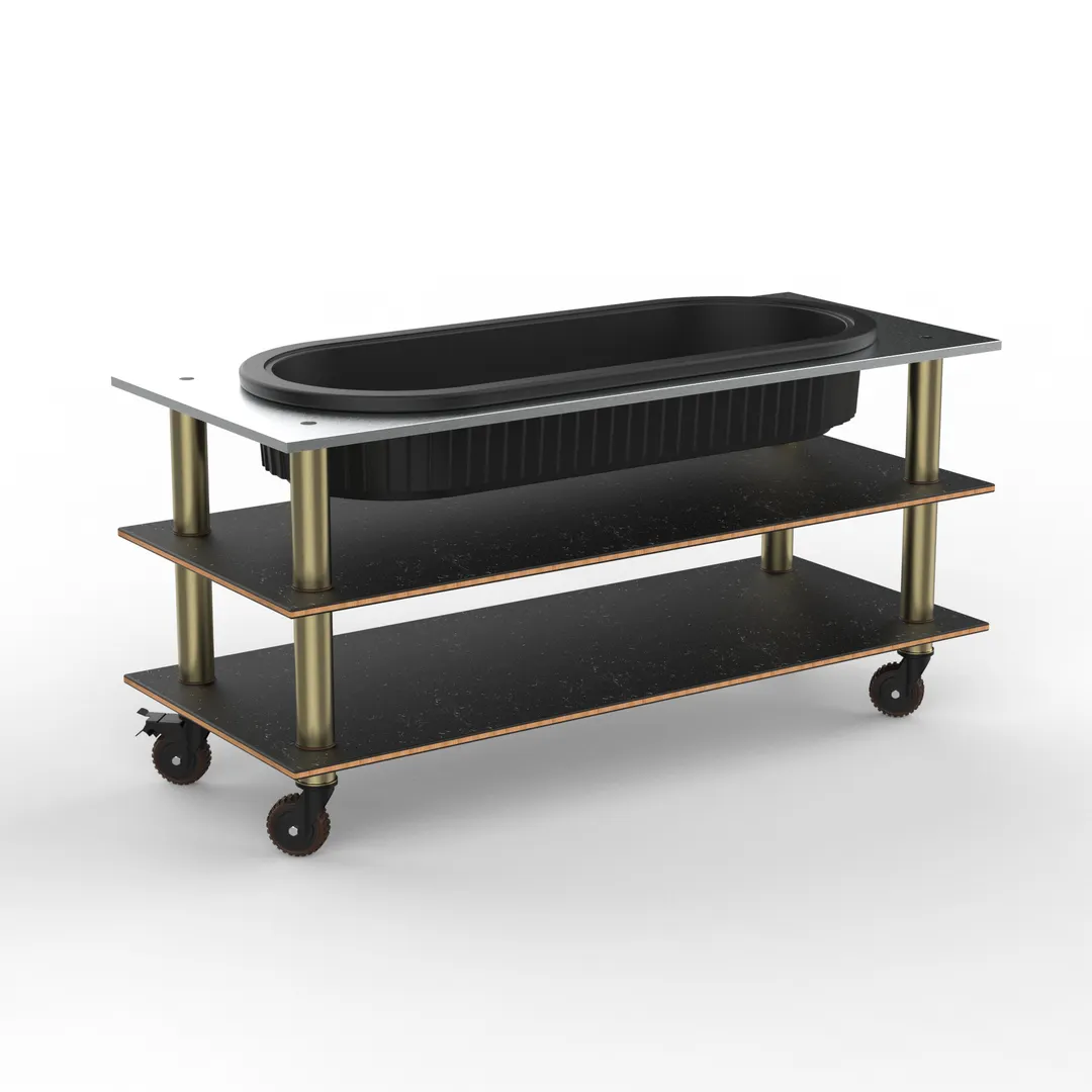 Steelite MGCMLE03MBXH Modular Salad Bar Unit, 71.0" x 29.5" x 35.0", Marble Brushed Brass & Grey Slate SS, Mogogo Design, Mixed Materials, 1 per Case, Modular Collection (Min. Case Qty)
