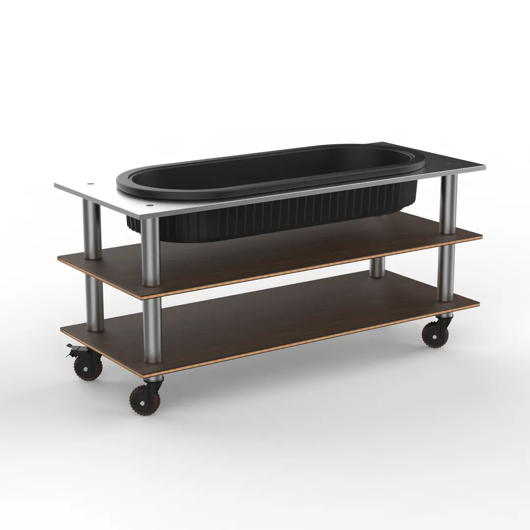 Steelite MGCMLE03WSXH Configurable Buffet Table, 71.0" x 29.5" x 35.0", Modular Salad Bar Unit with Mango Brushed Stainless Steel & Grey Slate SS, 1 per Case, Modular Collection (Minimum Case Qty)